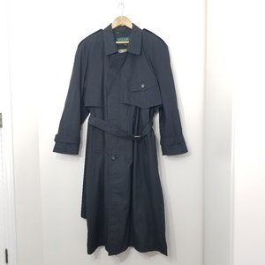 Vintage Pier 91 Navy Blue 90s Full Length Y2K Trench Belt Coat Pockets Lined 40